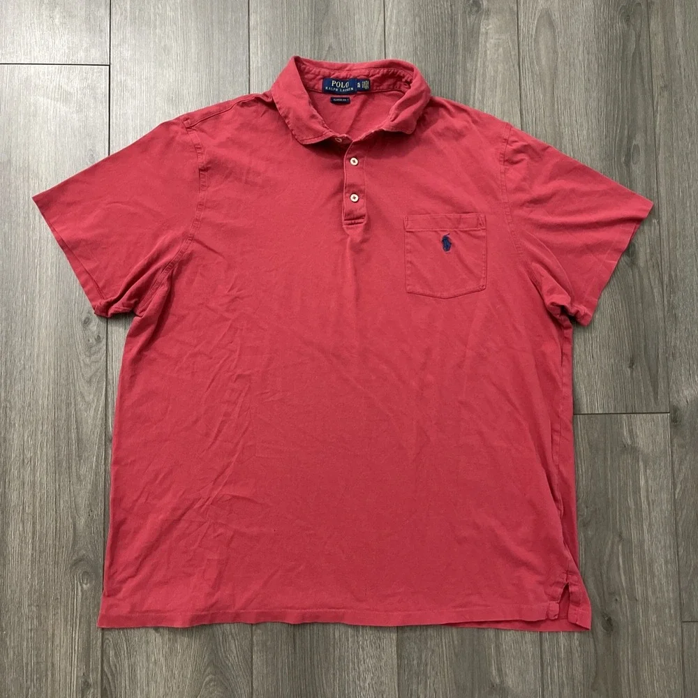 Polo Ralph Lauren Short Sleeve Polo Shirt Mens XL Classic Fit Red Cotton